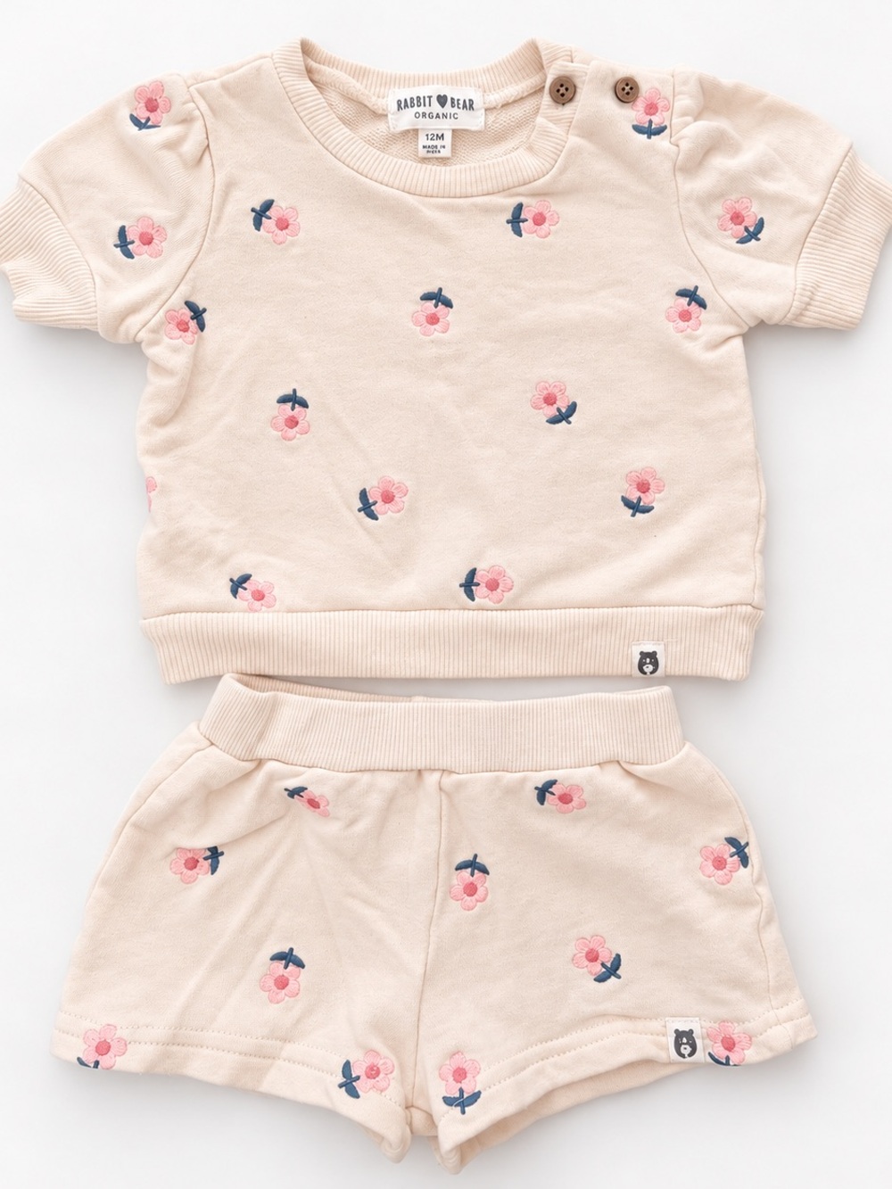 Rabbit + Bear Organic Baby Girl 2-Piece Floral Set 12M